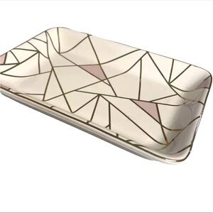 Summer & Rose Celine Trinket Dish Ceramic Jewelry Tray Pink Gold